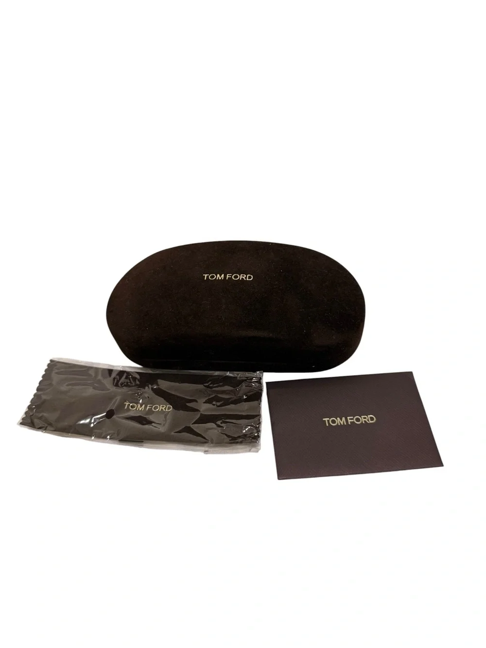 Tom Ford Brown Sunglasses Case Set with Cloth and Card